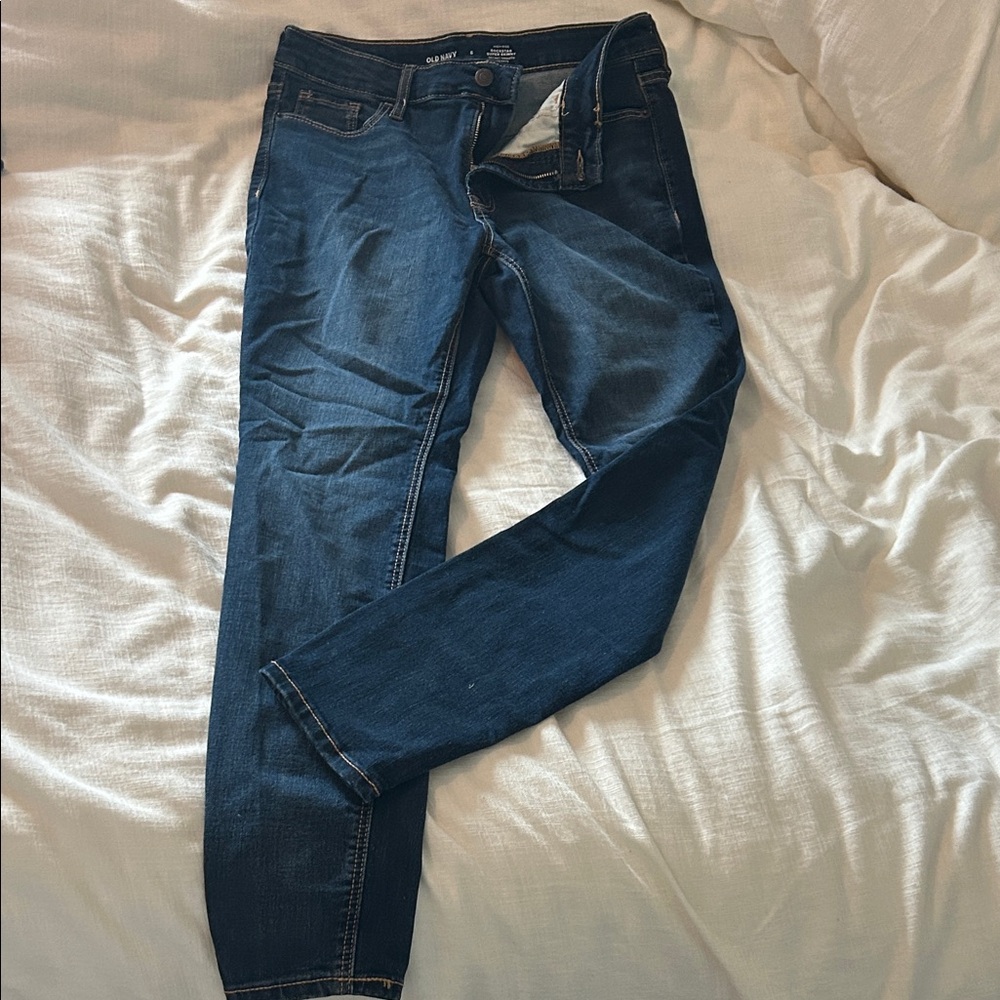 Old Navy Women’s High Rise Skinny Jeans in Dark Blue Denim